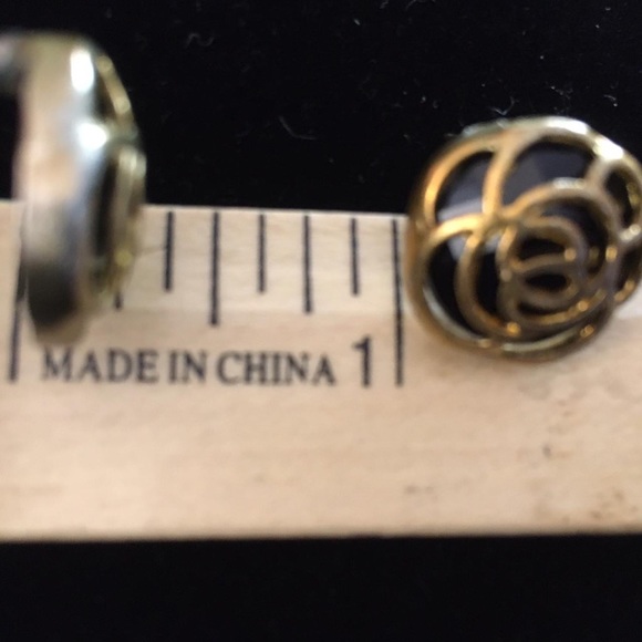 Gold-tone + Glass Soldered Rosebud Post Earrings - Picture 2 of 3